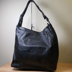 Darcy Marks London Large Slouchy Shoulder Bag Black Vegan Leather Contemporary